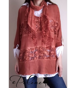 Naujas komplektas - megztinis ir marškiniai + šalikėlis